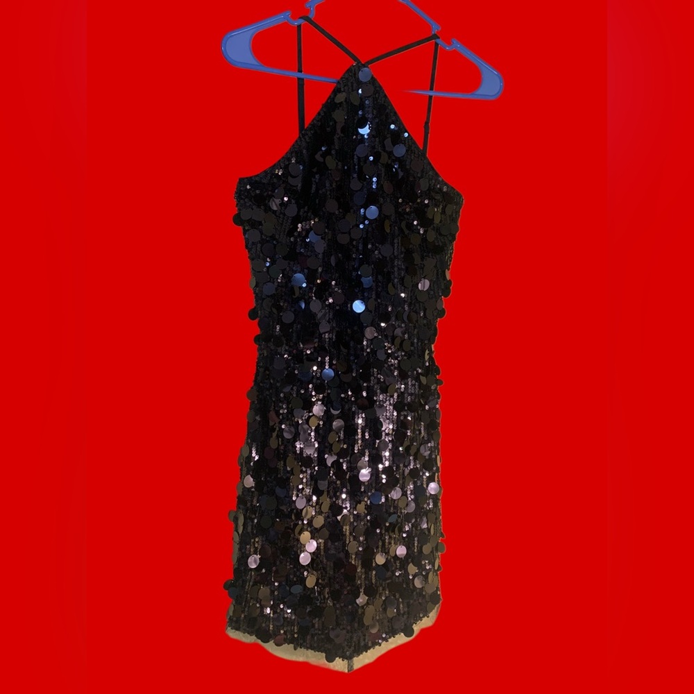 Elegant Black Sequin Dress For Teenage Girl